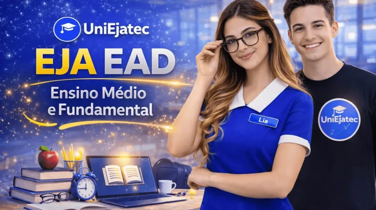 uniejatec-carreiras (3) EJA EAD Modalidade - A IMAGEM MOSTRA DOIS JOVENS QUE NÃO TERMINARAM O ENSINO MEDIO
